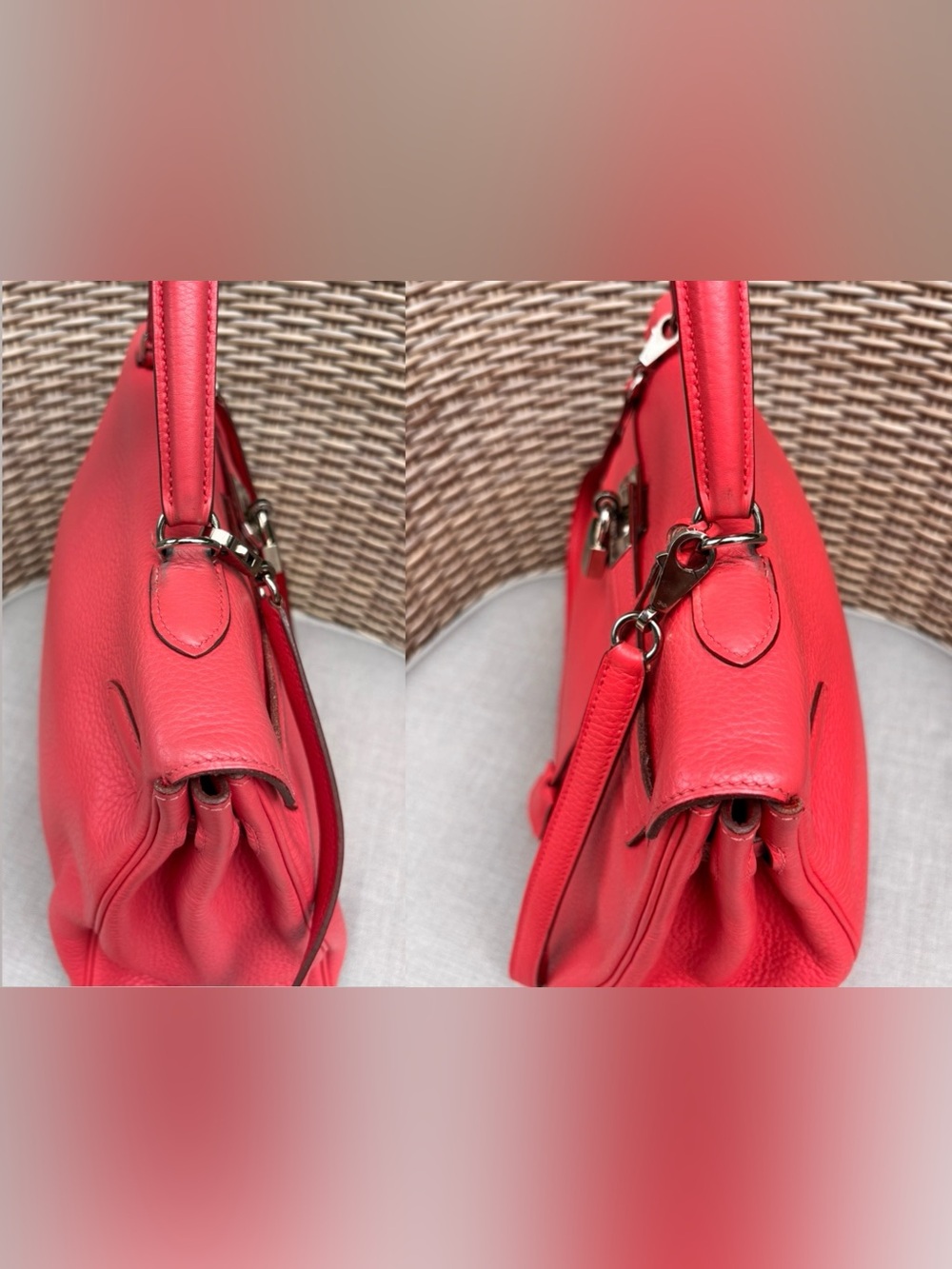 Authentic HERMES KELLY 35 pink clemence leather with strap - Picture 4 of 16